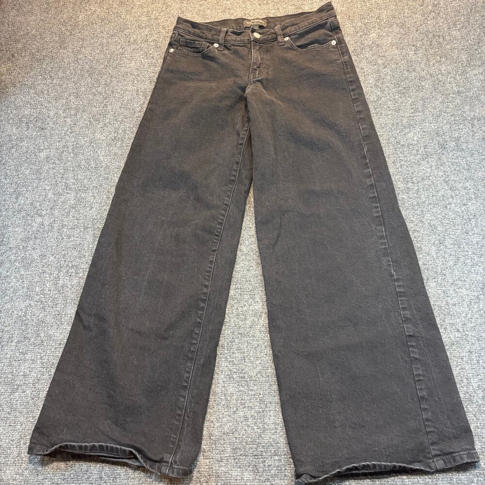 Banana Republic Black Denim Wide Leg Jeans Women 4 Pants 27 Waist Cotton Stretch